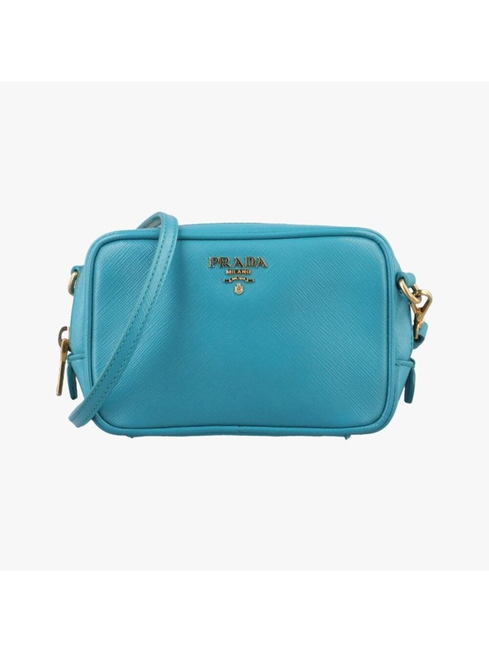 Prada Vitello Phoenix Camera Bag Blue Saffiano Leather 31